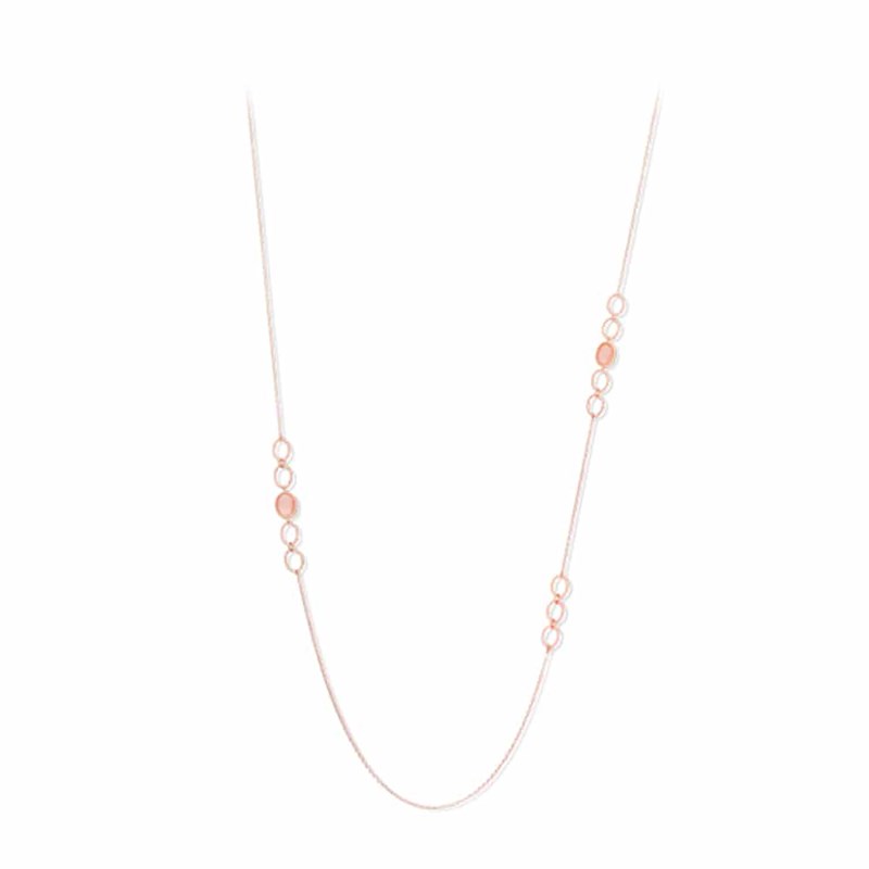 Collier Sautoir Argent Rose Pierres Rose