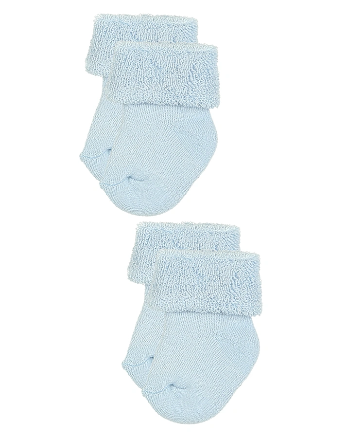 Erstlings-Socken PLÜSCH 6er-Pack in blau/latte
