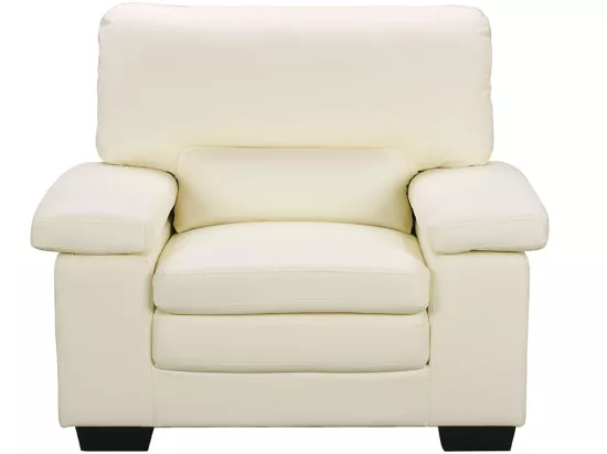 Fauteuil en cuir de buffle ivoire MIMAS II