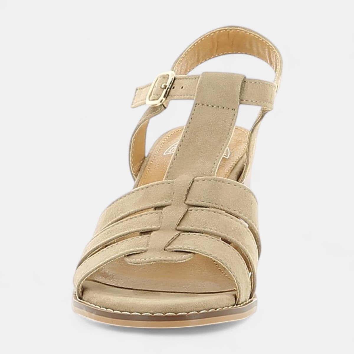 Nu-pieds à talon compensé Femme beige