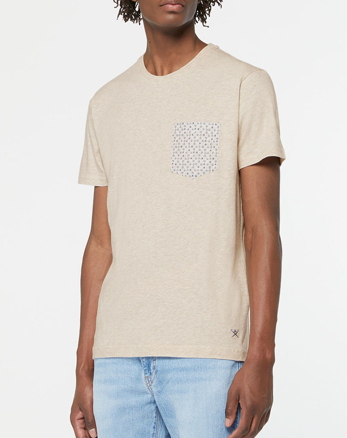 Hackett London T-Shirt poche fantaisie beige chiné