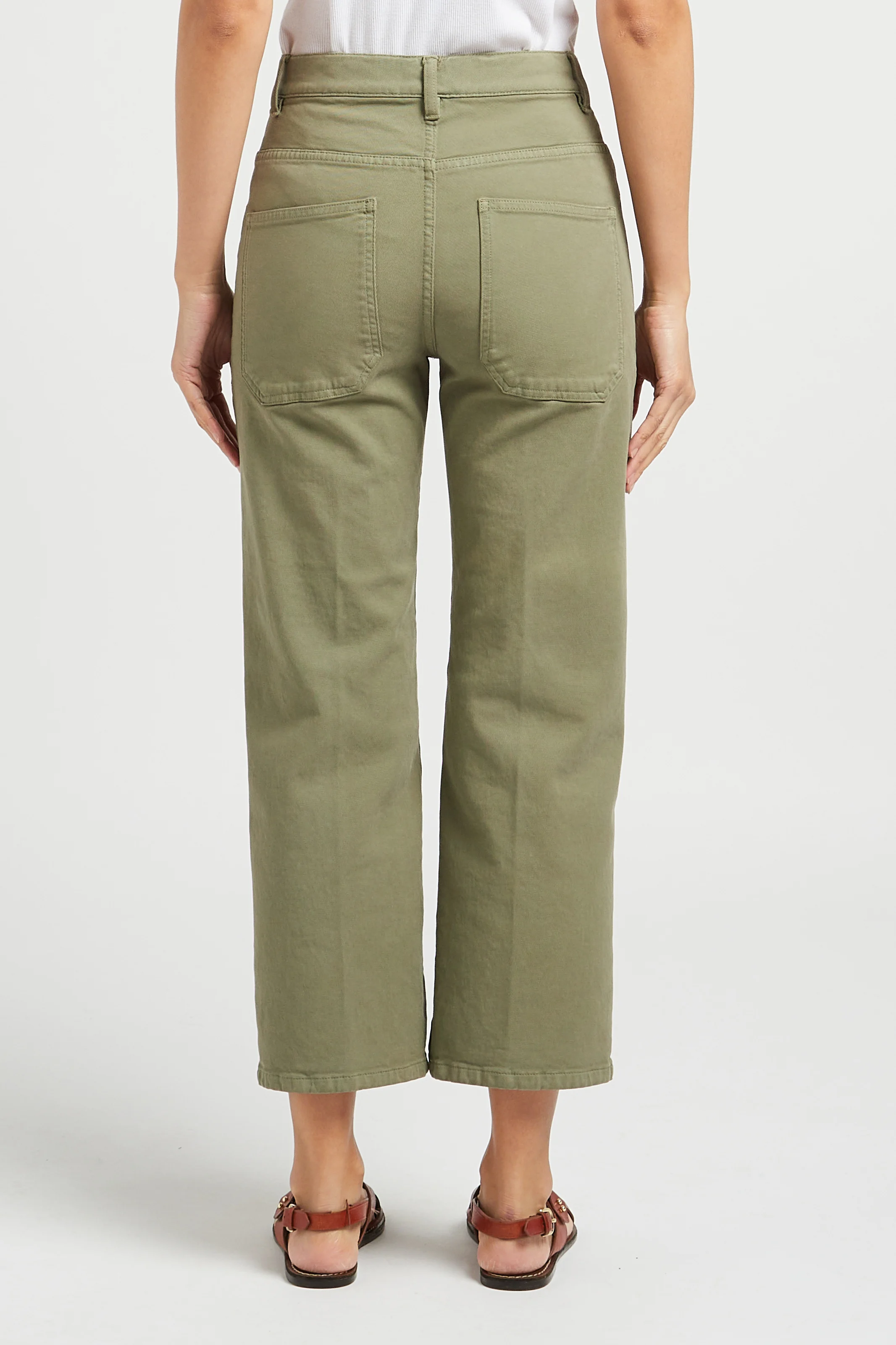 EDDY - Jean cropped en coton stretch| Kaki