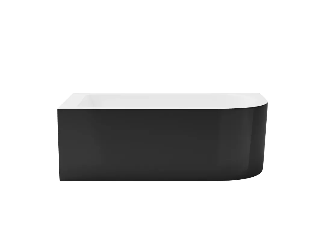 Baignoire d'angle - 240L - 170 x 75 x 58 cm - Noir brillant - Angle gauche - ANIKA