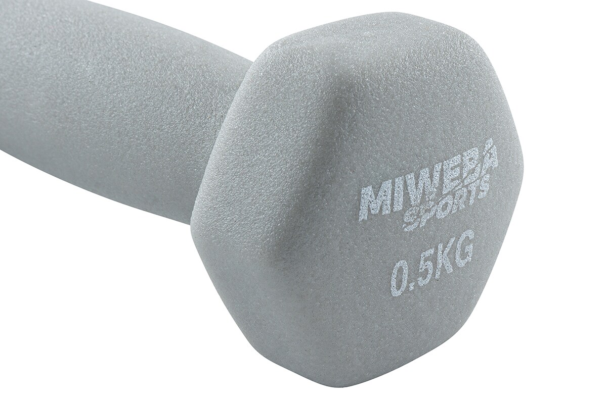 Miweba Sports Gymnastikhanteln 2er-Set NKH100, bodenschonend, 0,5-10 kg, Anti-Rutsch-Oberfläche (Grau, 2x 0,5 Kg)