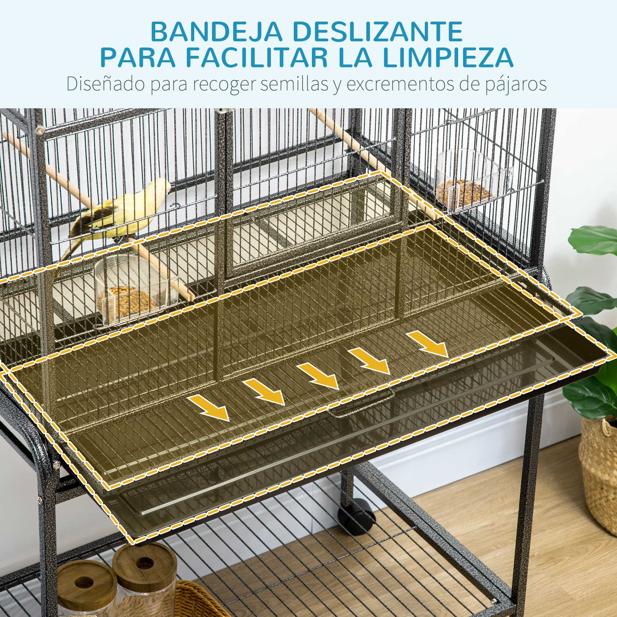 Gaiola para pássaros PawHut preta e cinza