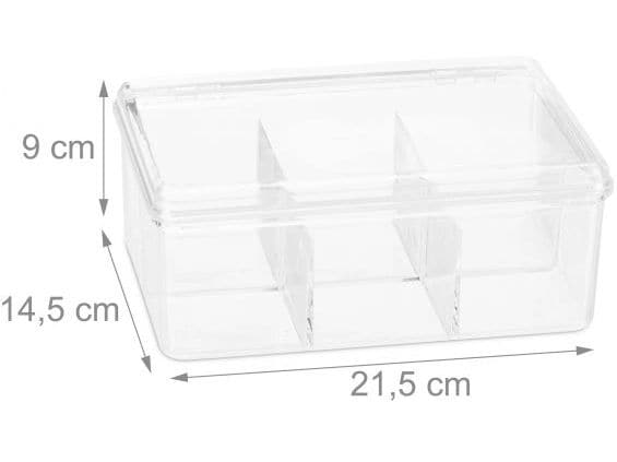 relaxdays Teebeutel-Box Transparent Teeorganizer für die Teebeutel