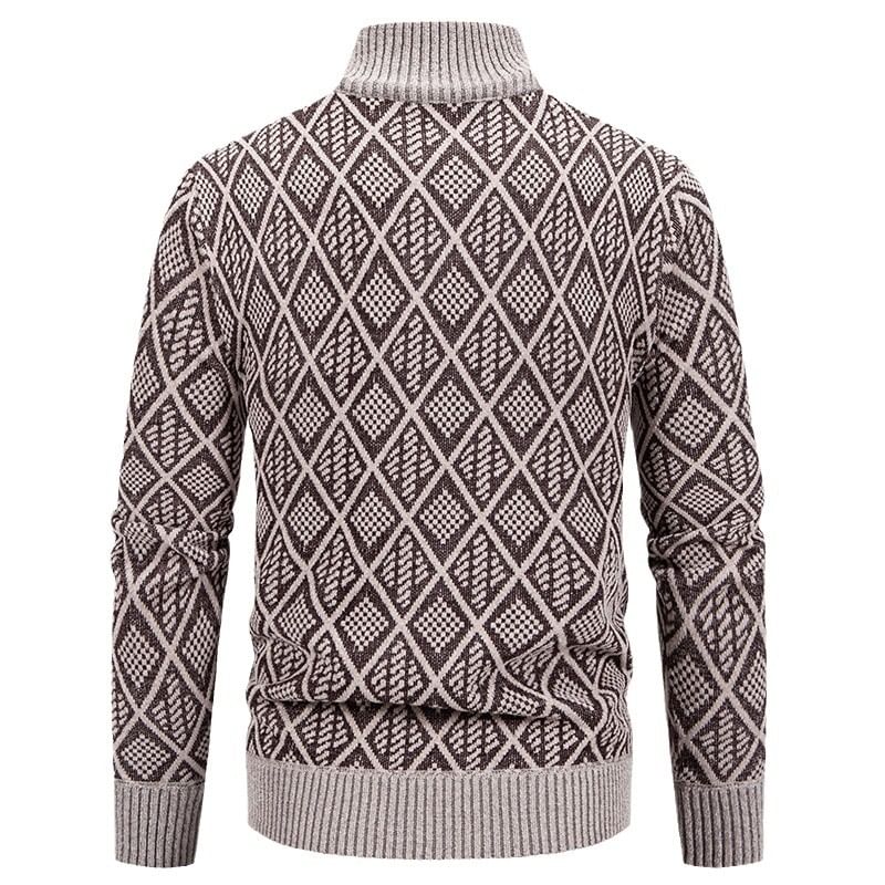 Sunkissed - Mock Neck Jacquard Zip Cardigan