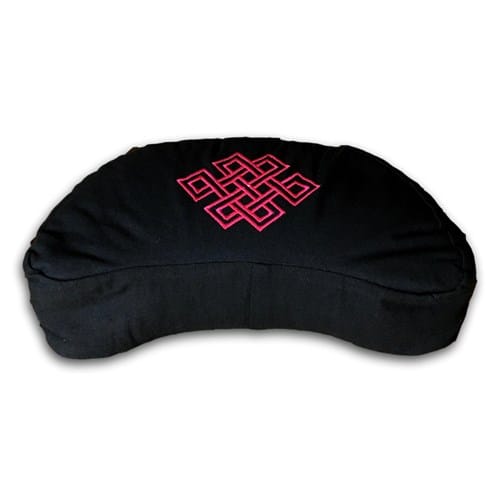 Zafu demi-lune noir - motif infini rose