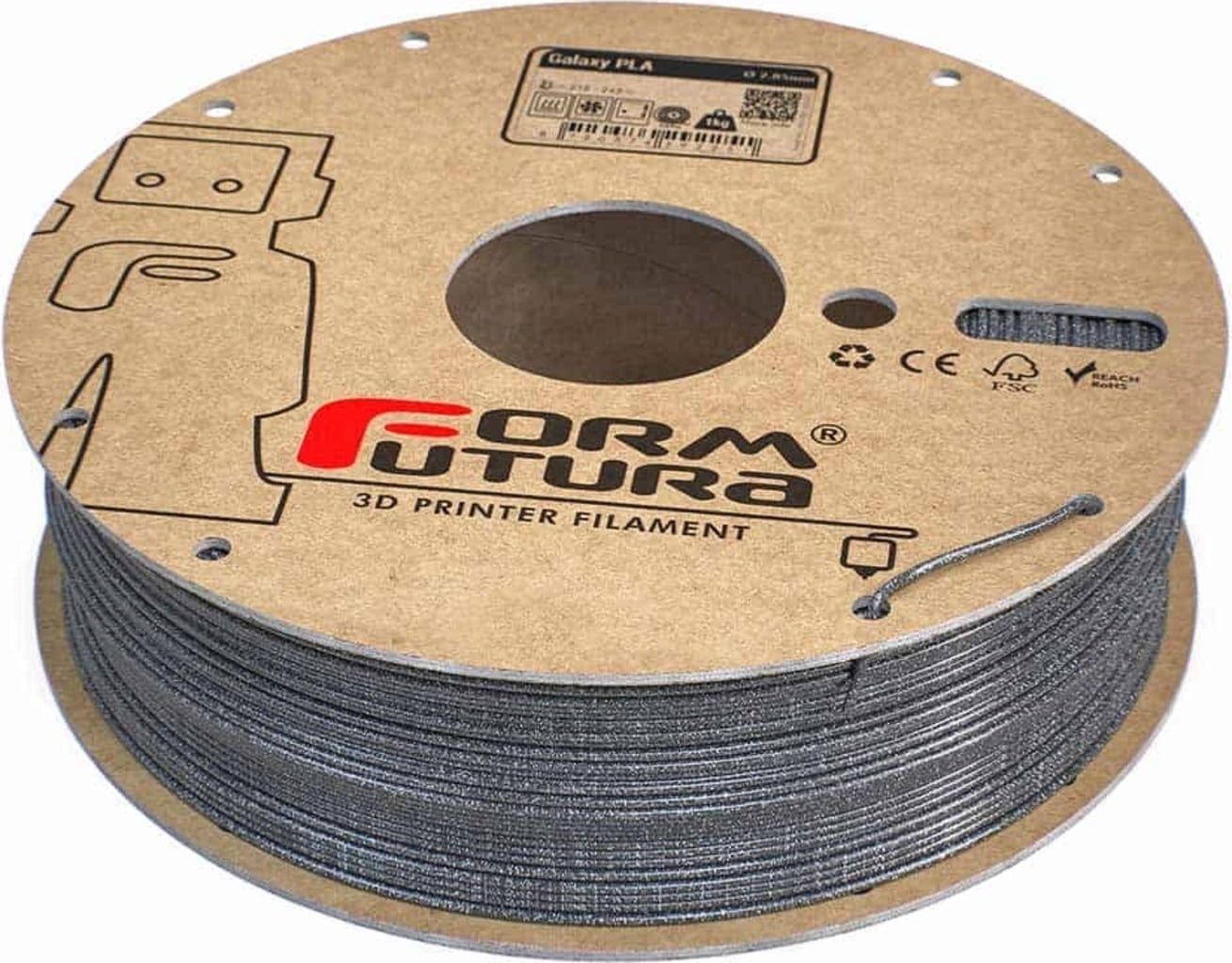 FormFutura  Galaxy PLA Space Grey, 1,75 mm / 750 g    Glitzerndes PLA Filament in Grau
