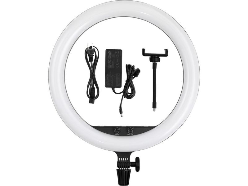 Godox Ringlicht LR150 LED LED-Ringleuchte mit Bi-Color, dimmbar und Smartphone-Halterung