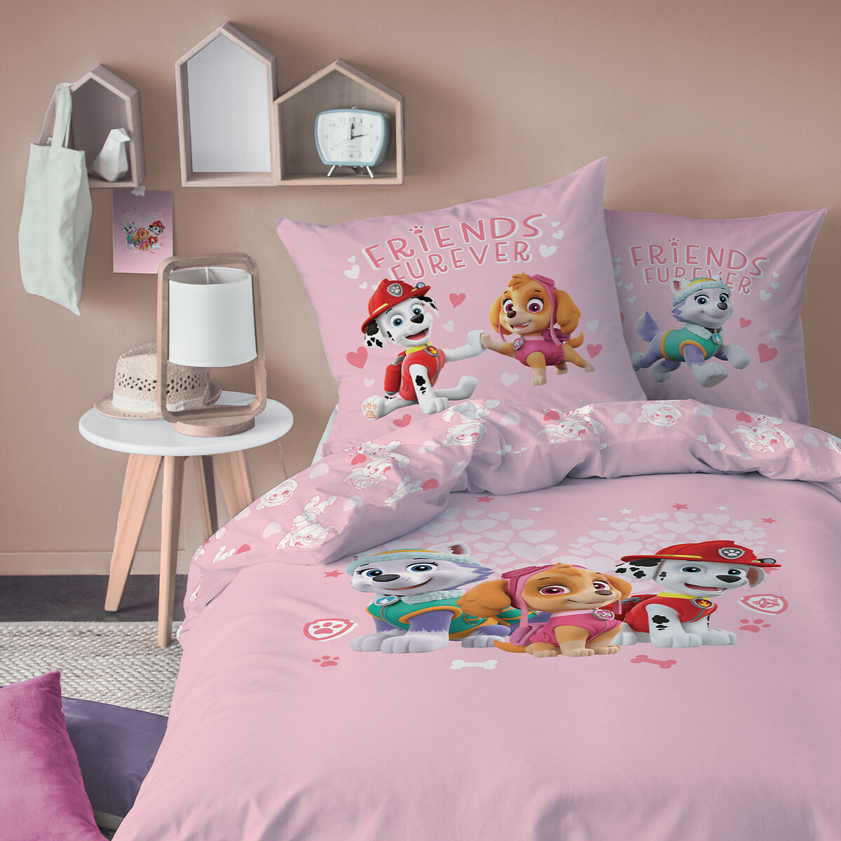 PATRULHA CANINA<br>Conjunto de cama infantil, algodão, fronha quadrada
