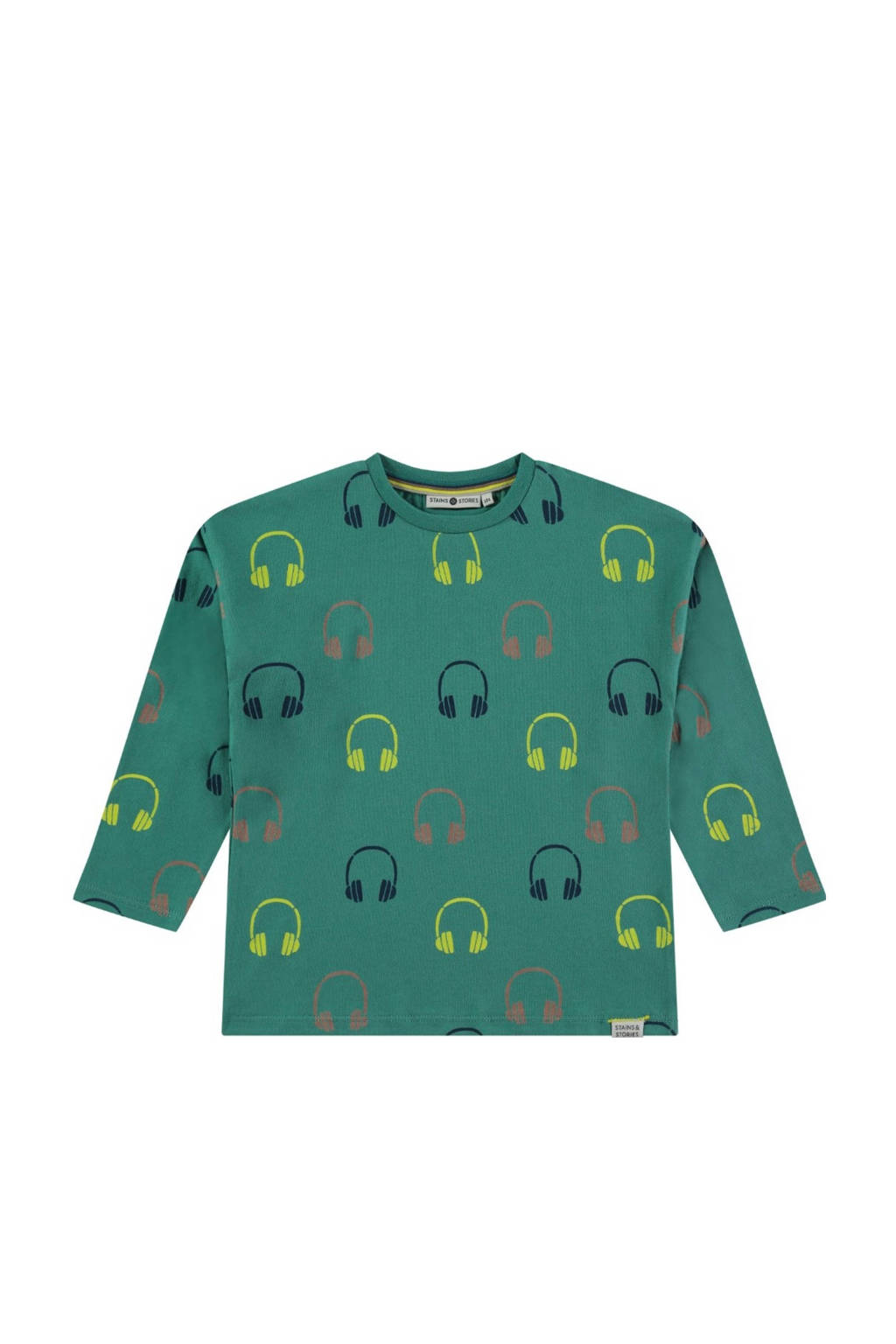 Stains&Stories longsleeve met all over print groen