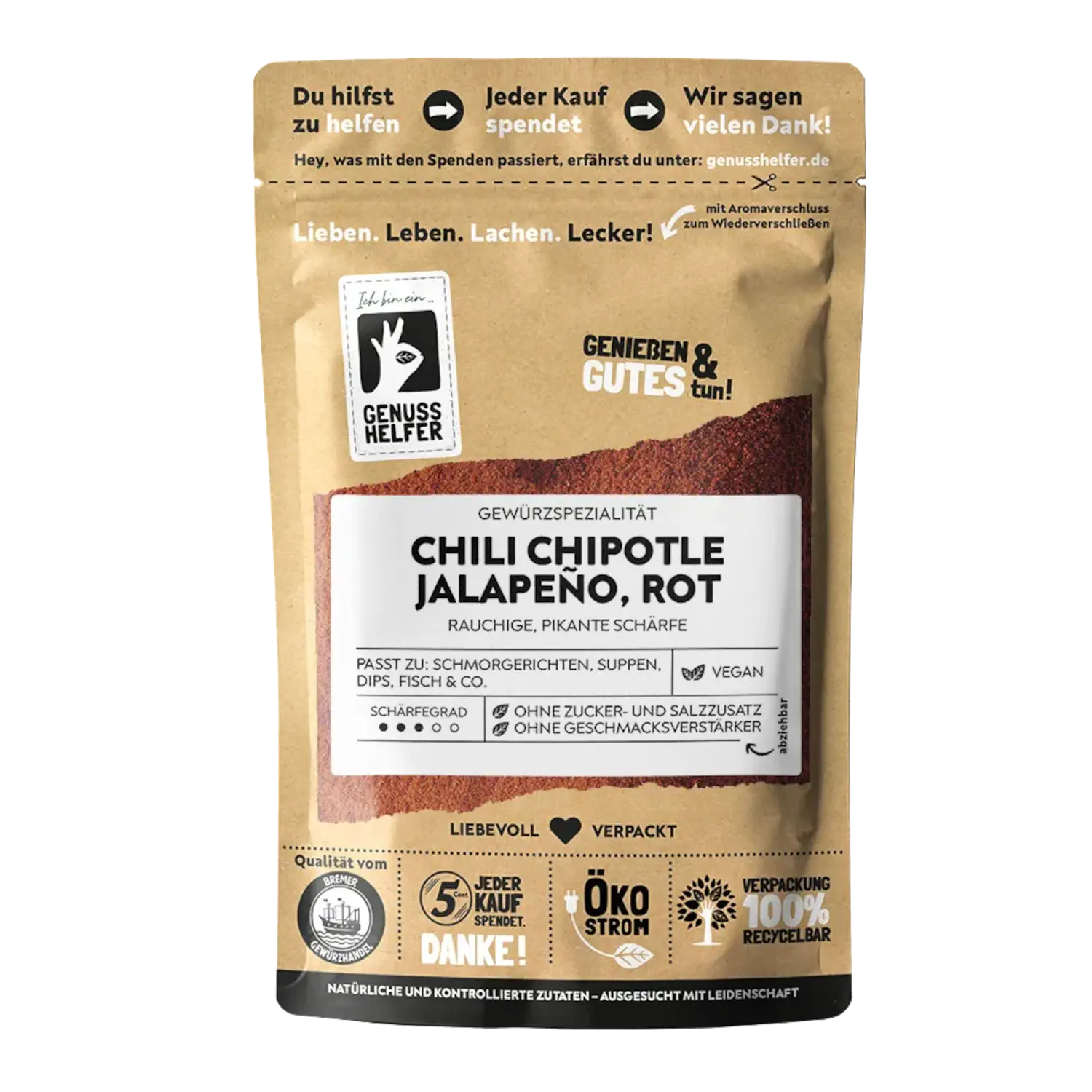 Chili Chipotle Jalapeño rot, gemahlen