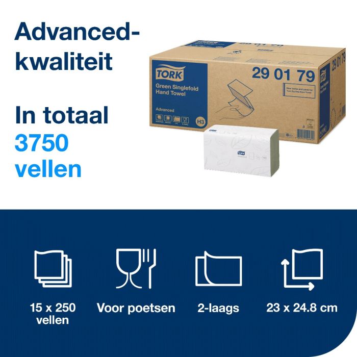 Tork 290179 Handdoek Tork Zigzag 2-laags Advanced Groen 290179 (290179)