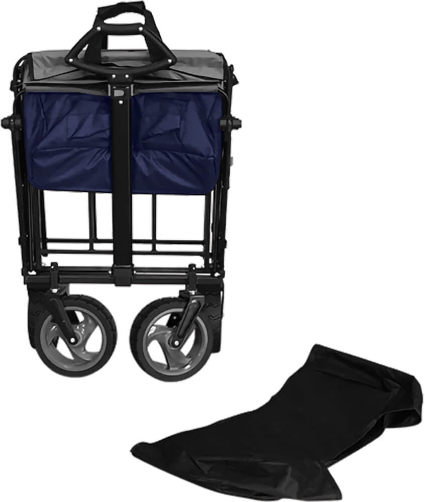 Outdoor active Bollerwagen blau/grau mit Dach und Schubstange