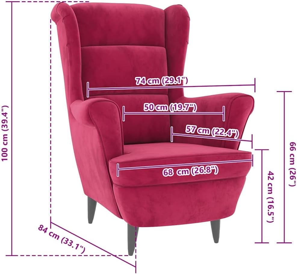 vidaXL Sessel, Relaxsessel mit gepolstertem Sitz Armlehnen, Fernsehsessel Loungesessel für Wohnzimmer, Polstersessel Ruhesessel, Weinrot Samt