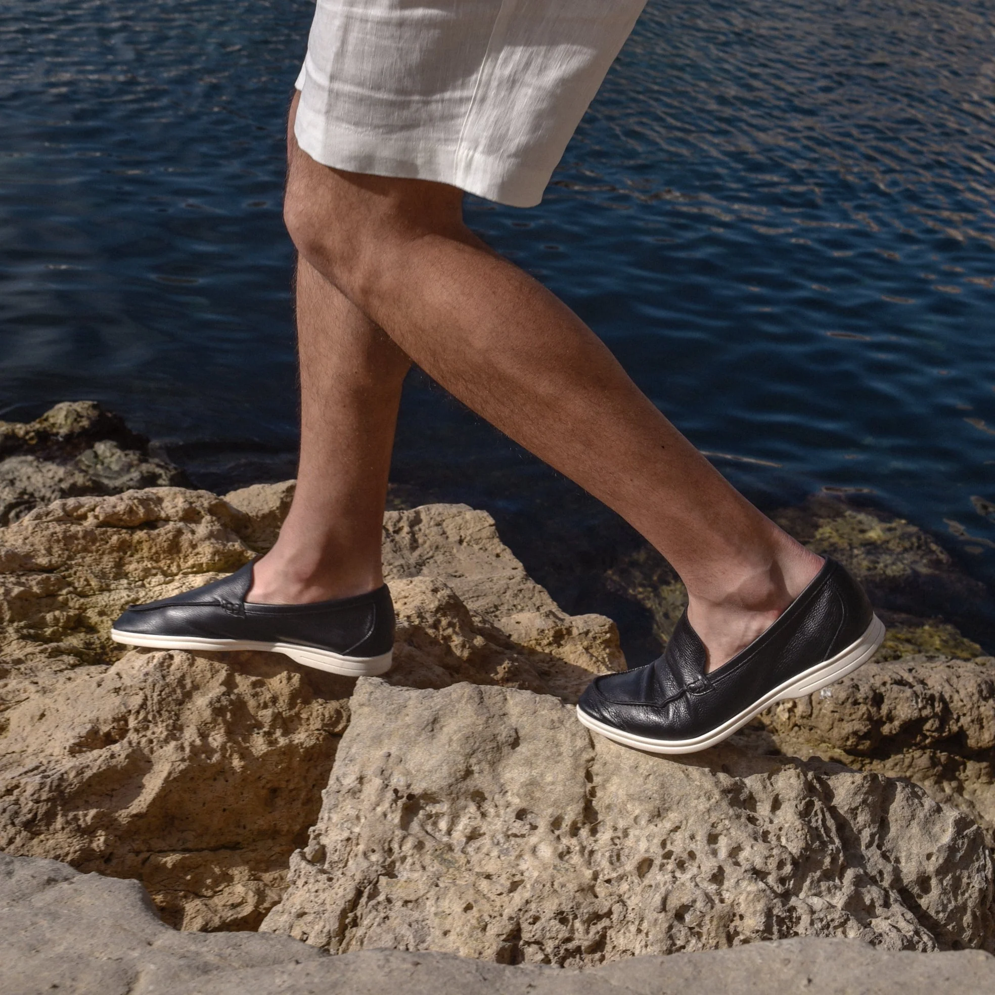 Momy-Mocassin en cuir grainé noir