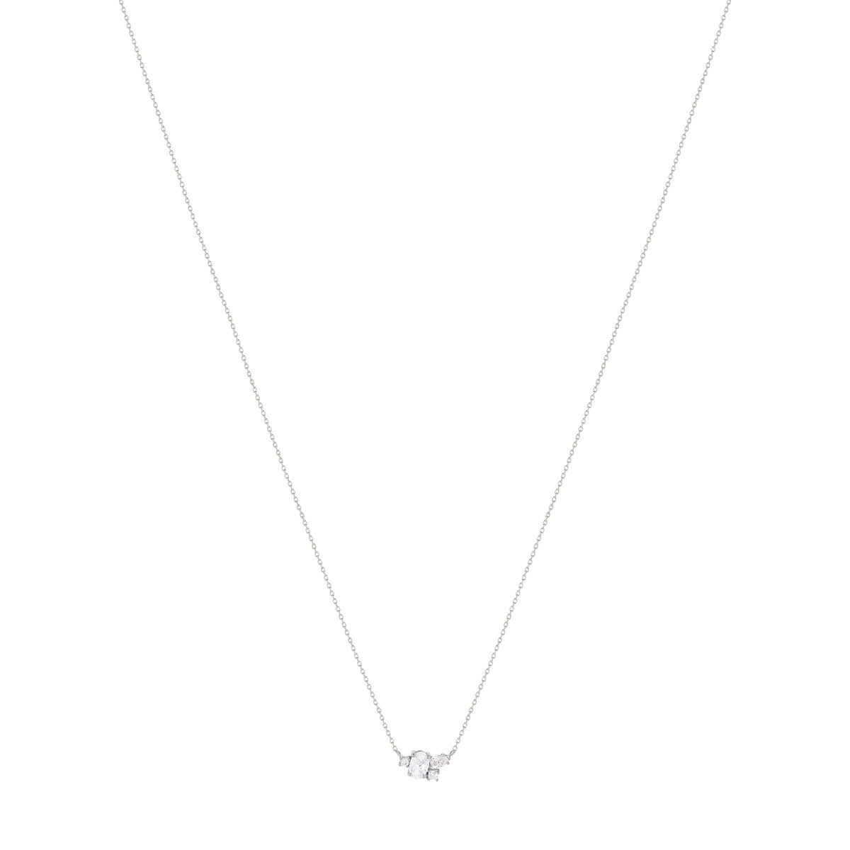 Collier or blanc 375 zirconias 45 cm