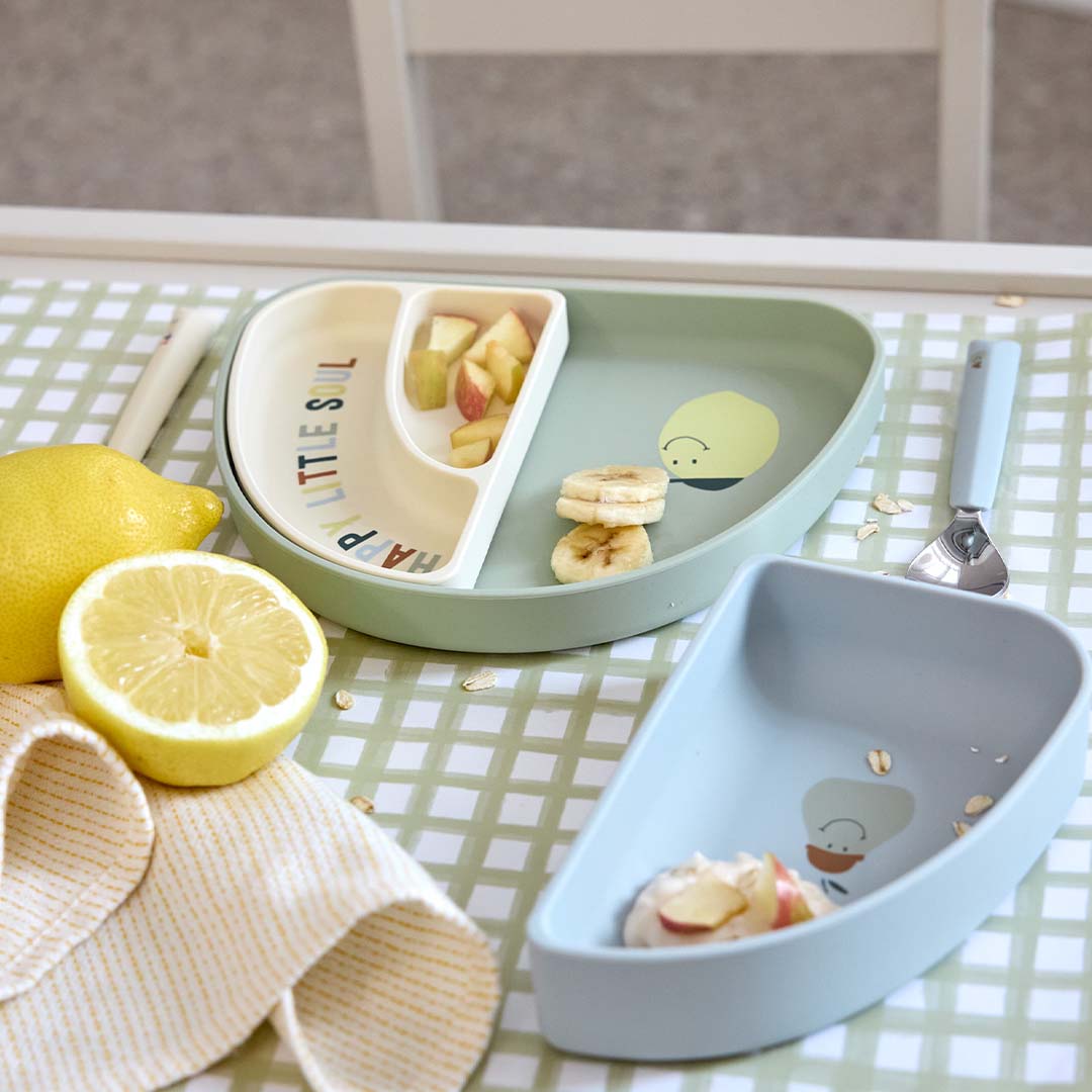 lässig kinderbestek met siliconen greep happy fruits - lemon - 3-delig
