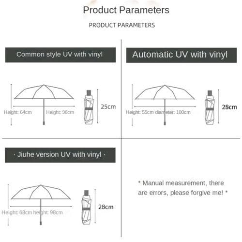 Anti-UV-paraply bærbar sammenleggbar regnautomatisk åpning/marineblå