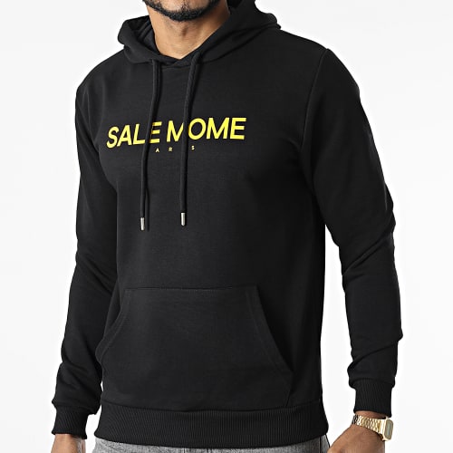 Sweat Capuche Lion Noir Jaune
