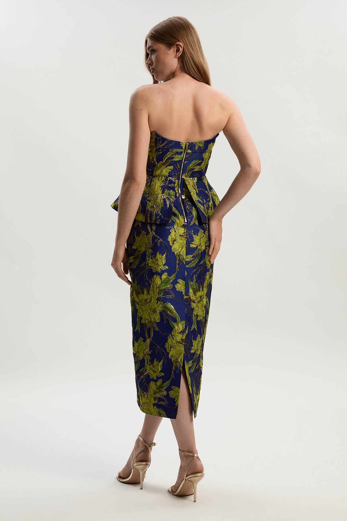 KarenMillen Robe Crayon Mi-Longue Ajustée à Jacquard Floral Petite Taille