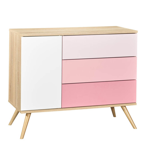 Chambre DUO Lit 140x70 + Commode Rose SEVENTIES - SAUTHON