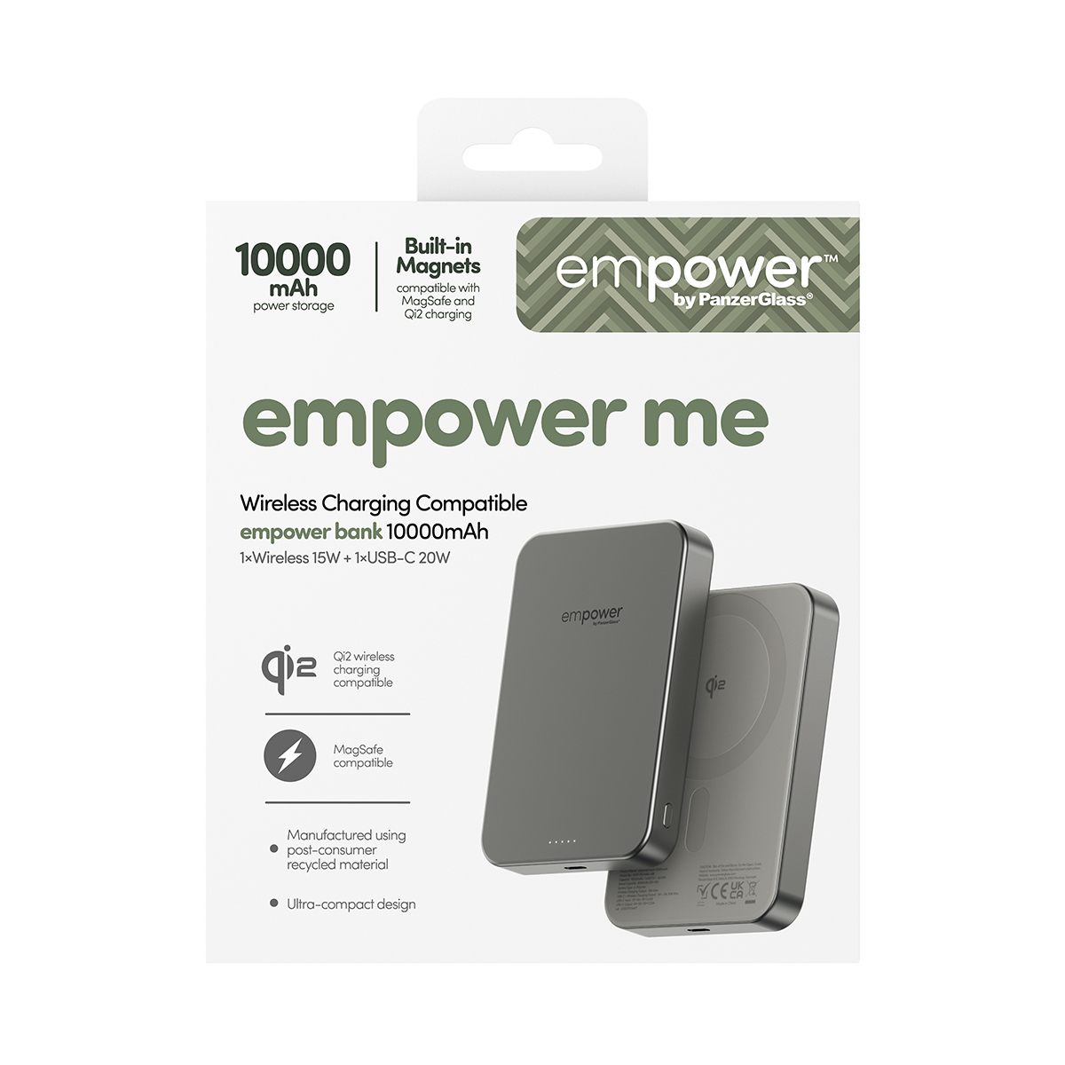 empower (20W) 10000mAh Powerbank USB C Ladegerät MagSafe Qi2 Wireless Charger PD (EM77942) - Titanium