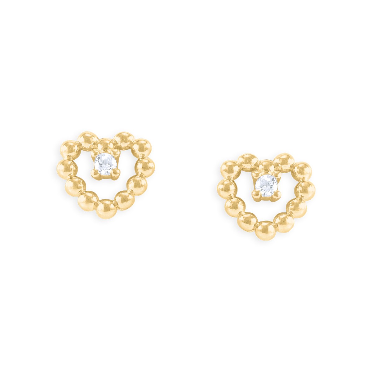 Boucles d'oreilles coeur plaquées or avec oxydes de zirconium