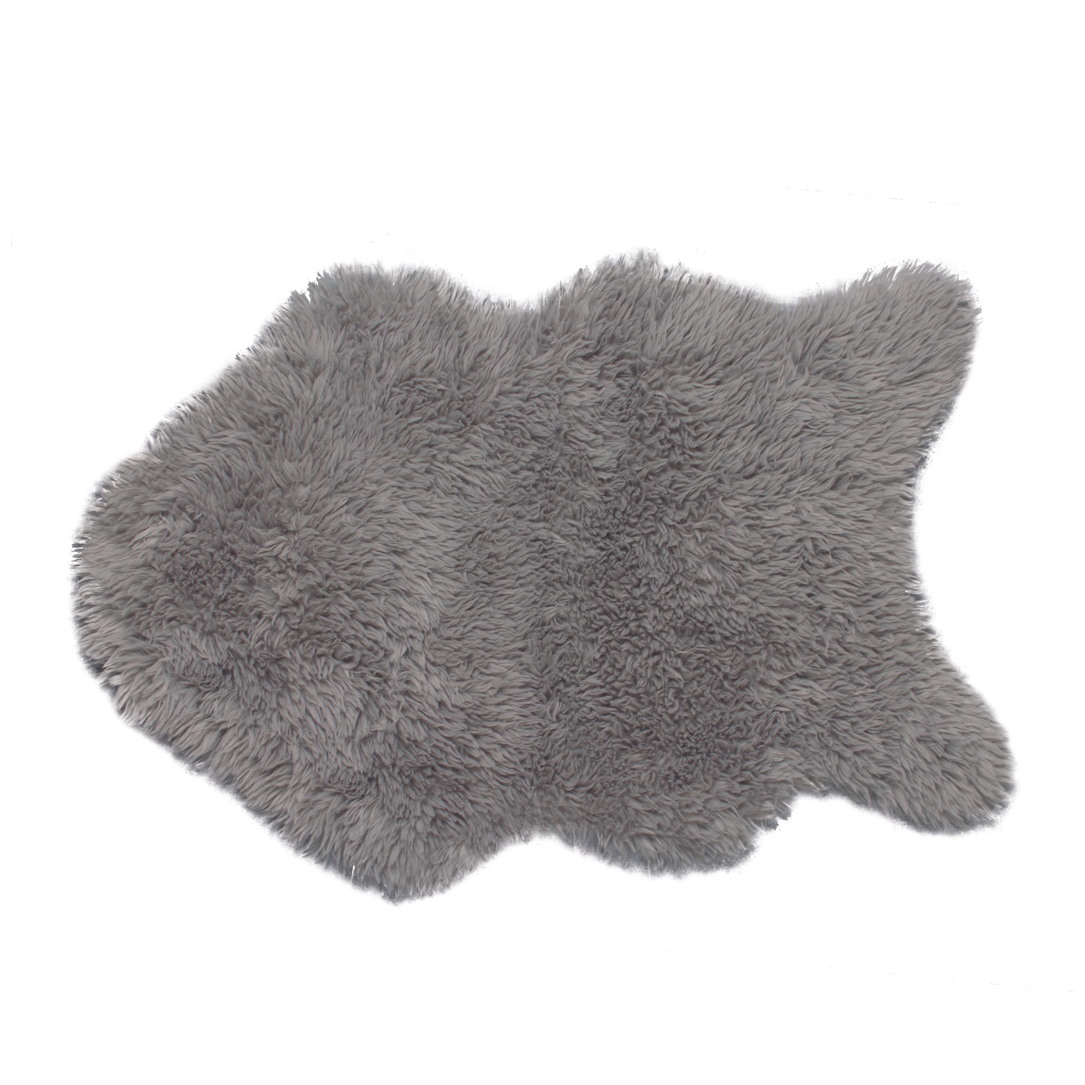 TAPIS IMITATION PEAU MOUTON GRIS CLAIR 60X90CM