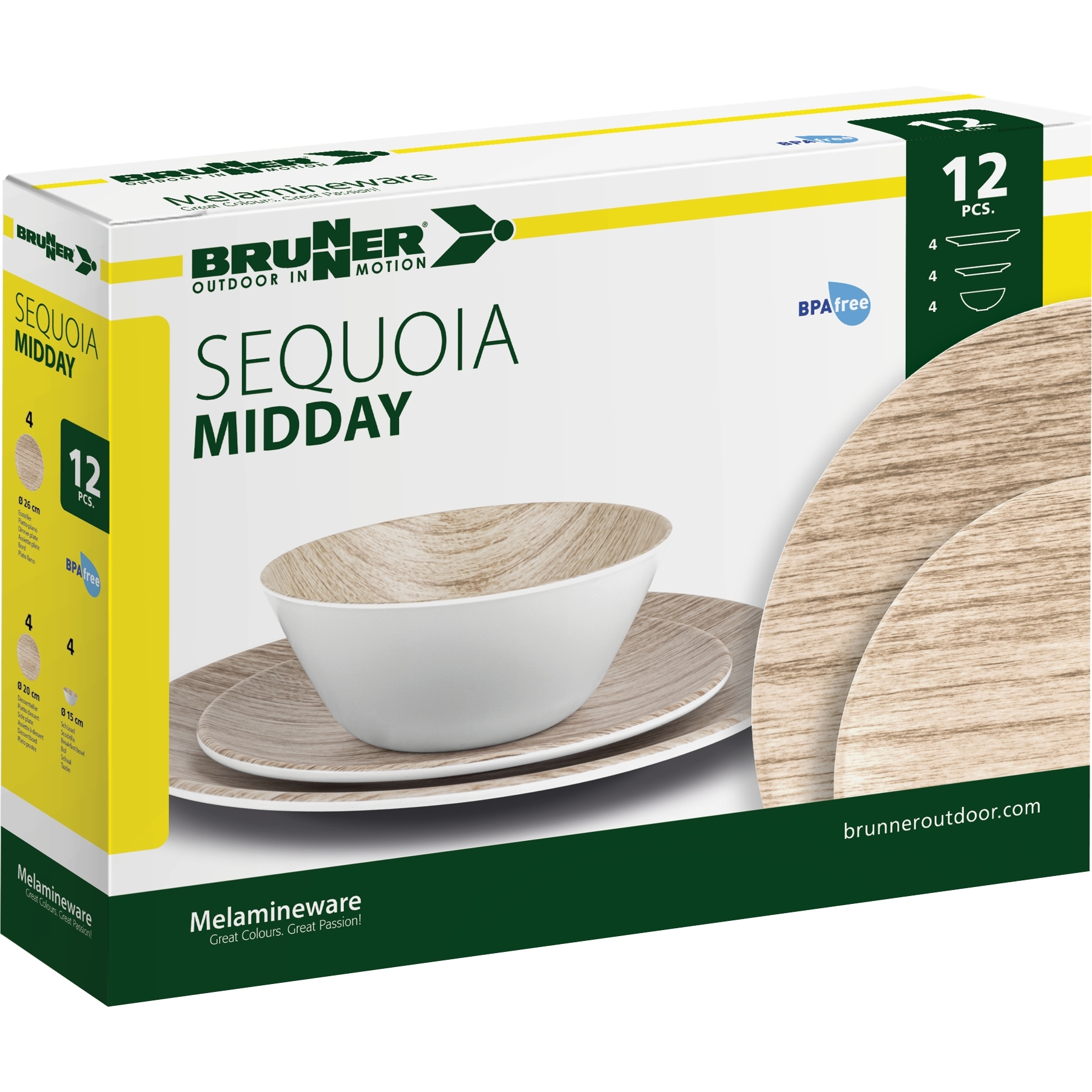 Brunner Midday Geschirr-Set 12-tlg. sequoia für 4 Personen