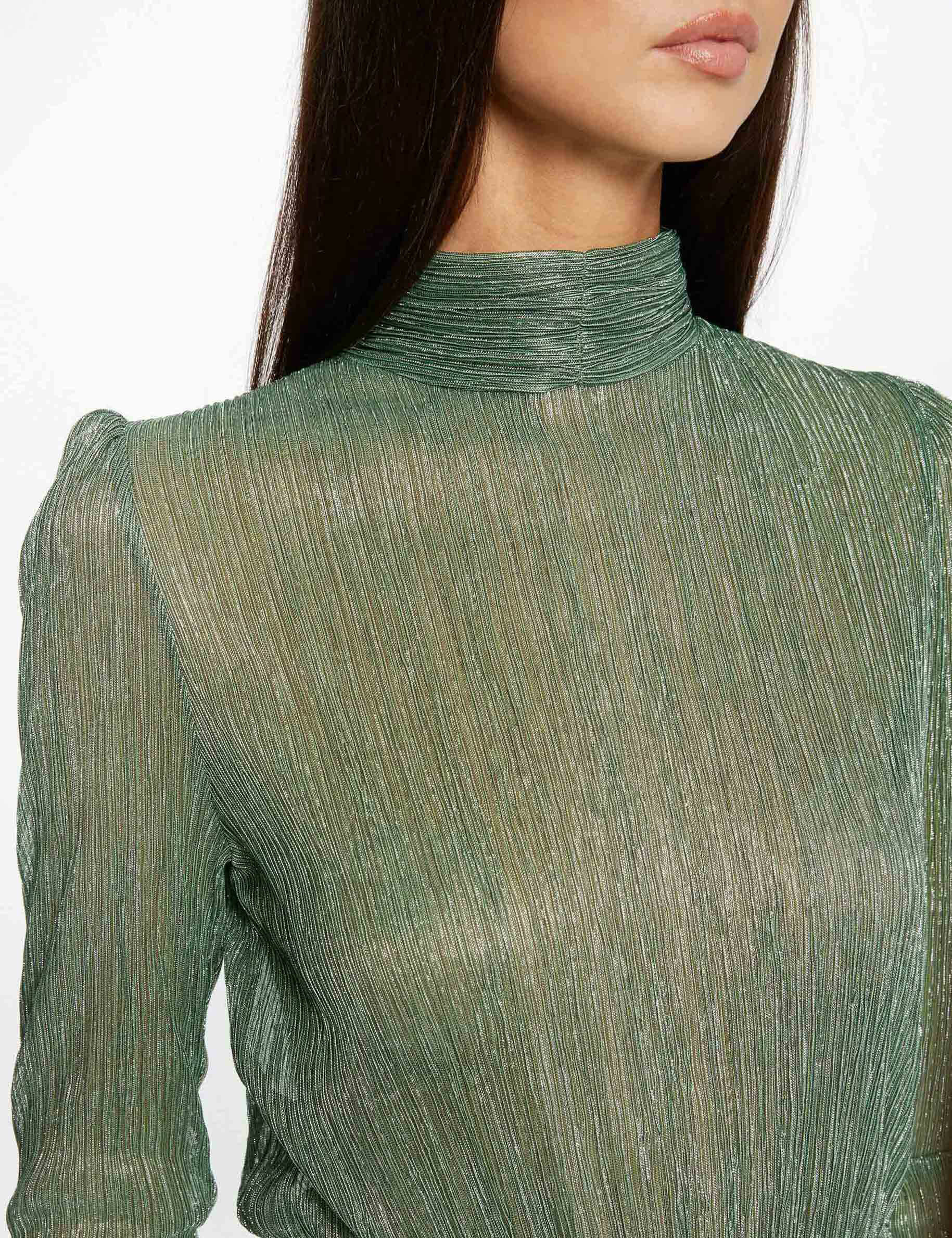 T-shirt manches longues métallisé vert femme - vert