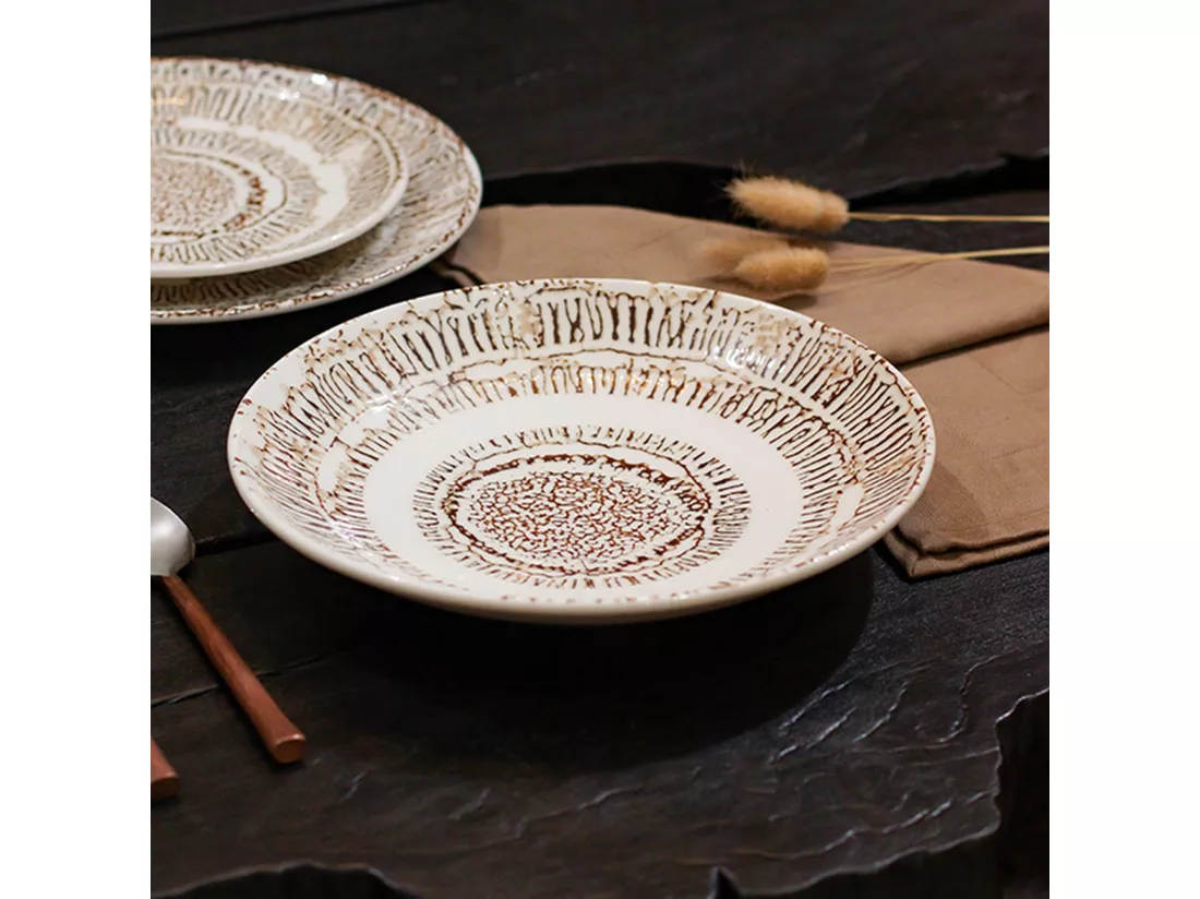 Novastyl - Lot 6 Assiettes Calottes Lodge 21cm En Porcelaine
