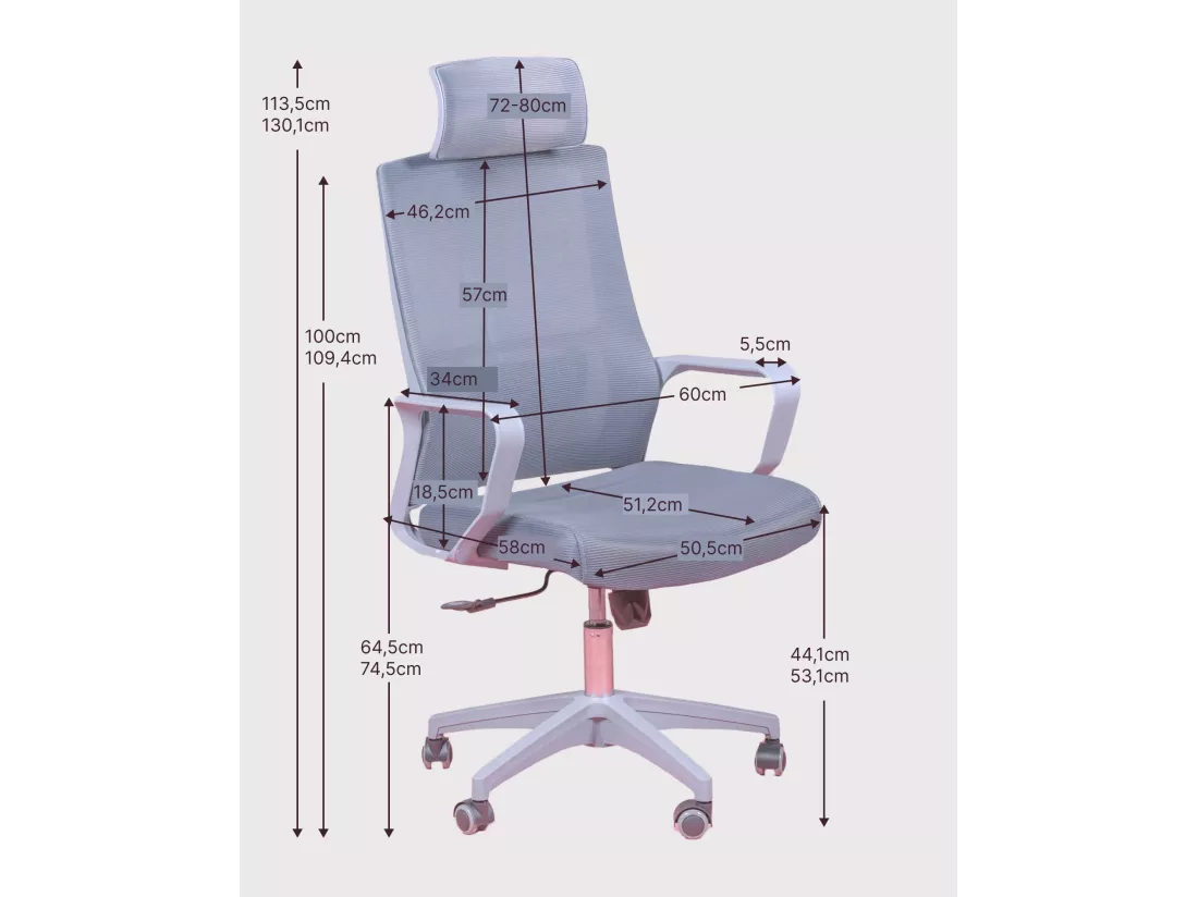 Chaise de bureau ergonomique en mesh respirante et appui-tête réglable - Mesh - Bleu