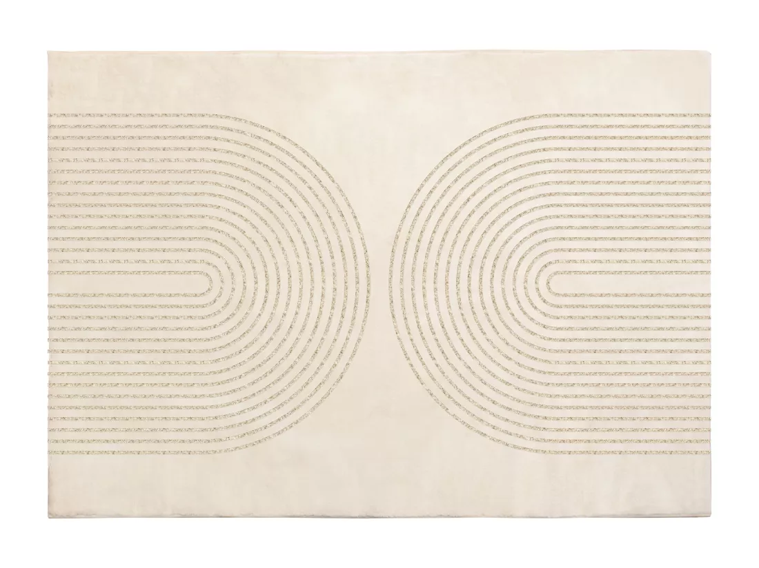 Tapis à motifs arcs brillants - 160 x 230 cm - Beige et doré - SABLIGA