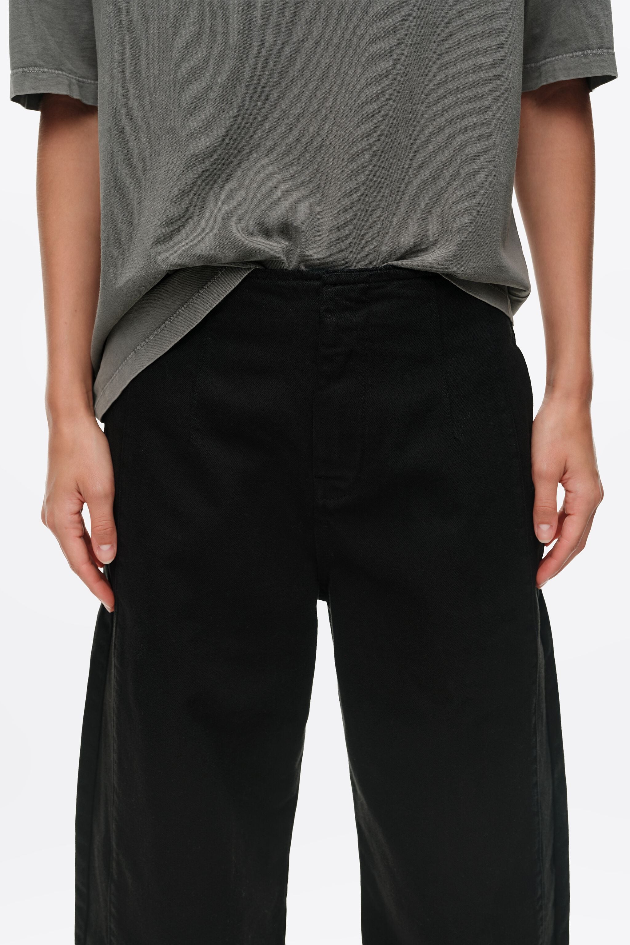 BARREL - Calça jeans preta com fivela