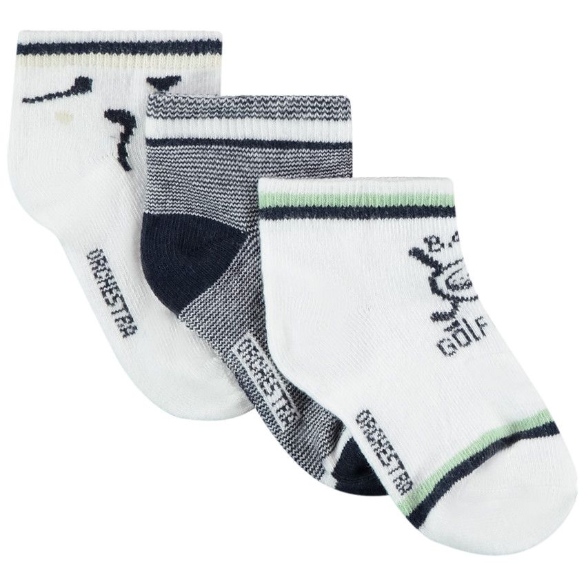 Lot de 3 paires de chaussettes courtes Golf pour bébé garçon - Blanc
