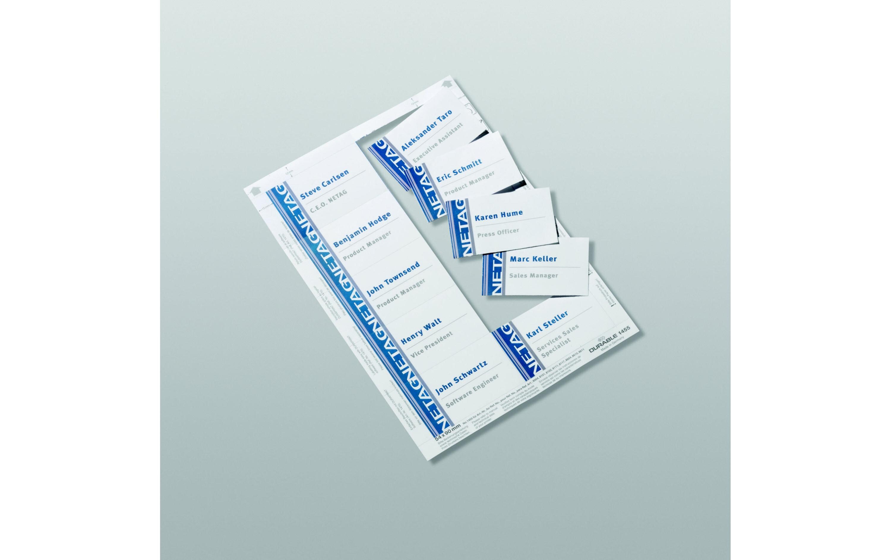 Namensetiketten 54 x 90 mm mm, 20 BlattEinsteckschilder für Namenschilder