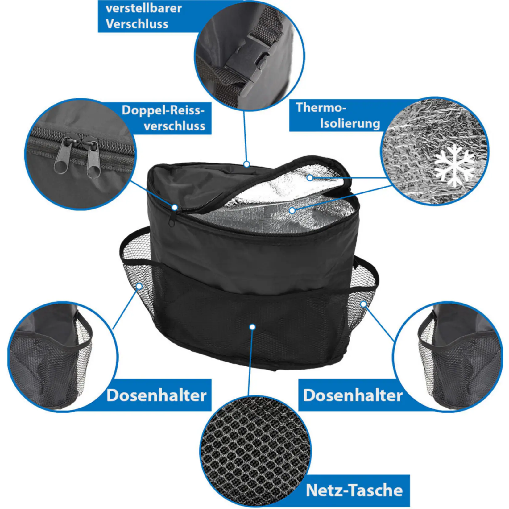 Auto Organizer Kühlfach 25x26x12 cm Rücksitz Kühltasche Autositz Tasche Schwarz