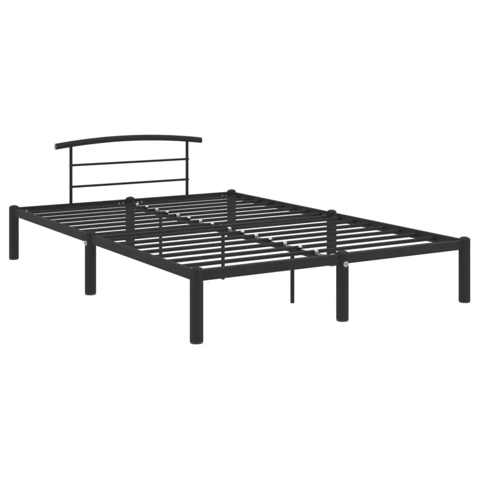 vidaXL - Bed frame met hoofdeinde - Zwart - Metaal - 140 x 200 cm