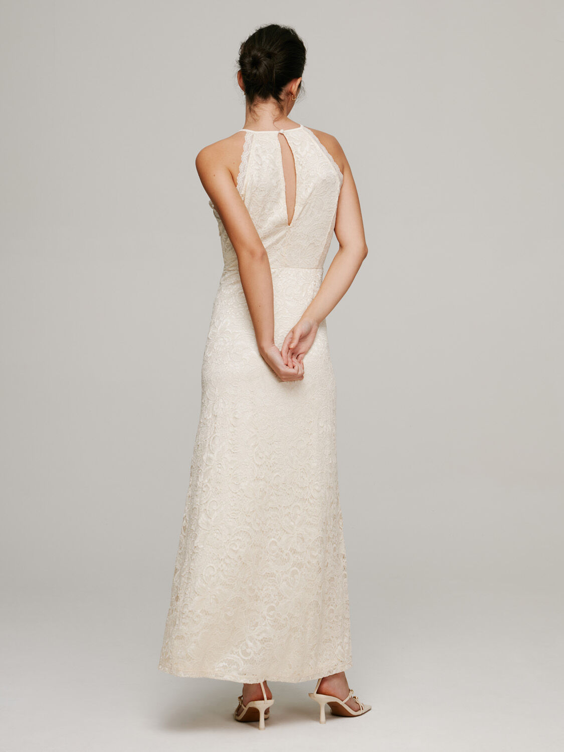 Vestido com decote halter - Cinza