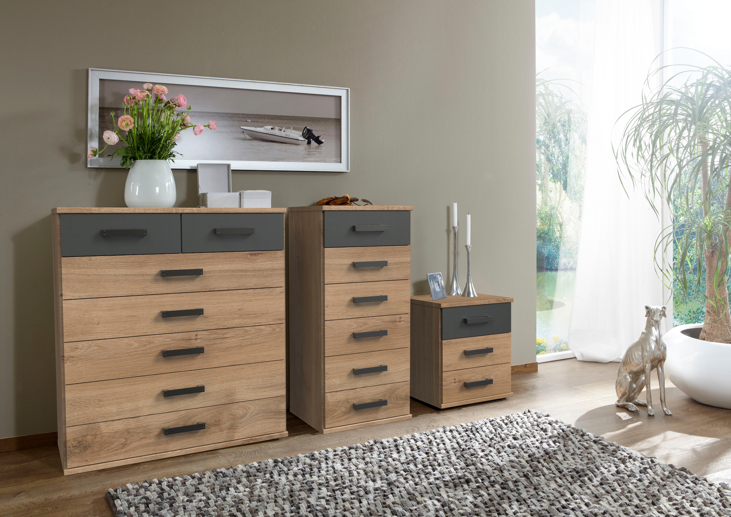 Wimex Schubkastenkommode »Cork, Hochkommode, Highboard 91/40/103cm, Made in Germany« industrial Design, rustikaler Look, 7 Schubladen