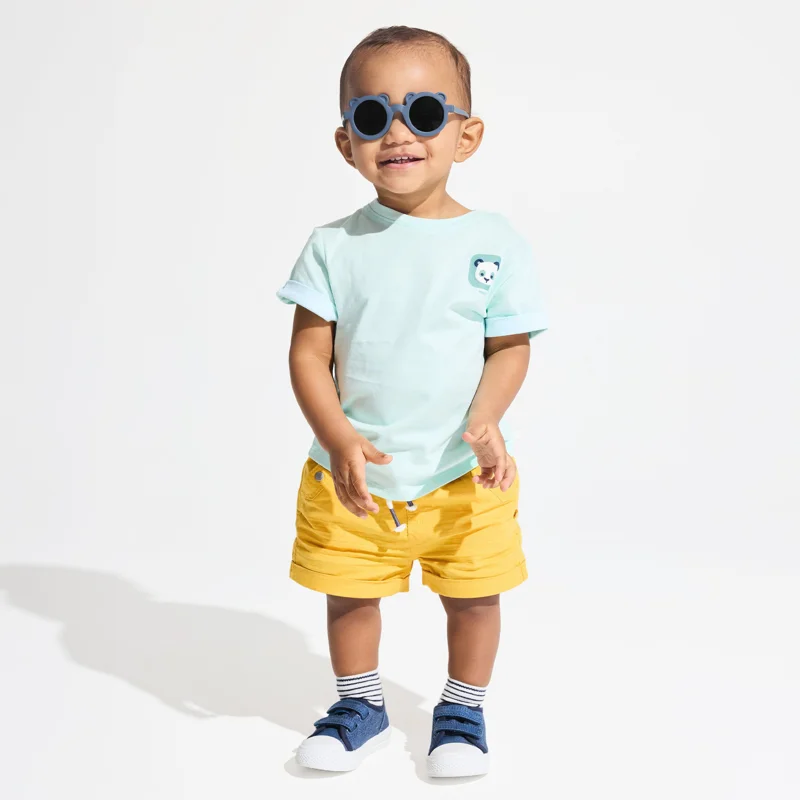 Short en lin et coton jaune bébé garçon Jaune
