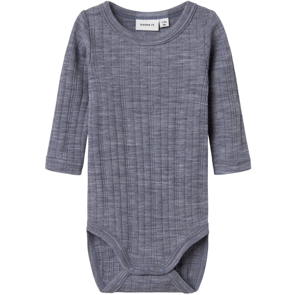 Køb Name It Folkstone Gray Nbmwang Uld Needle Ls Body Solid Noos