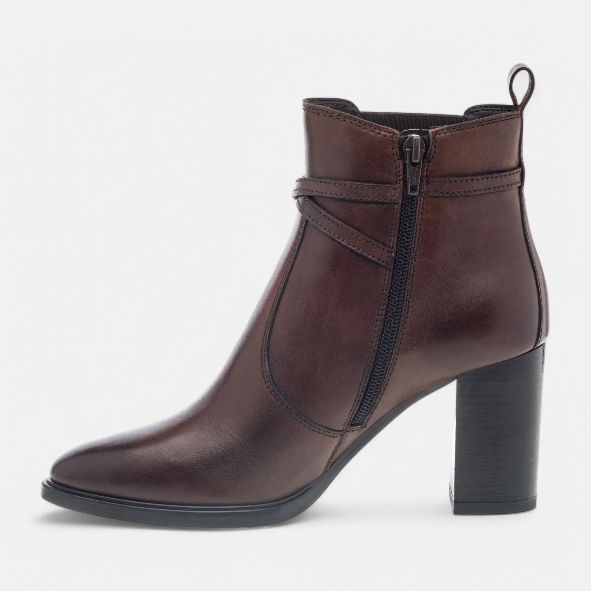 Bottines à talon Femme en cuir marron