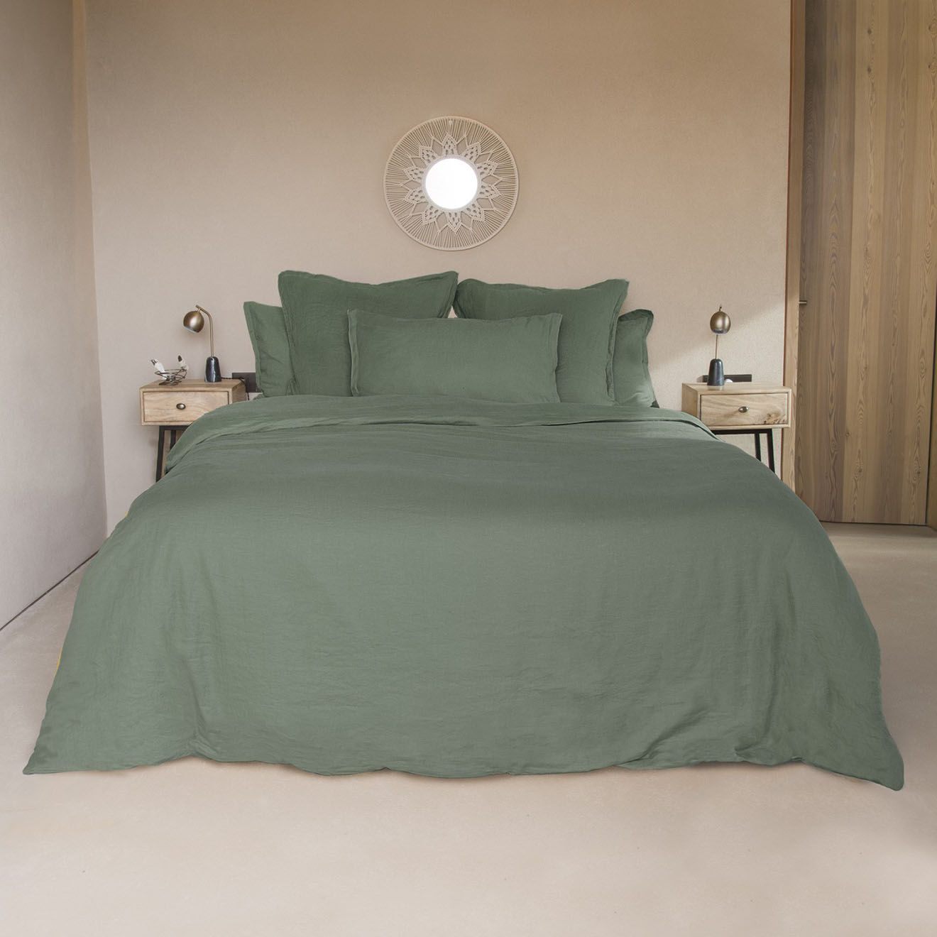 Febronie Housse de couette en lin lavé Hortense vert pistache
