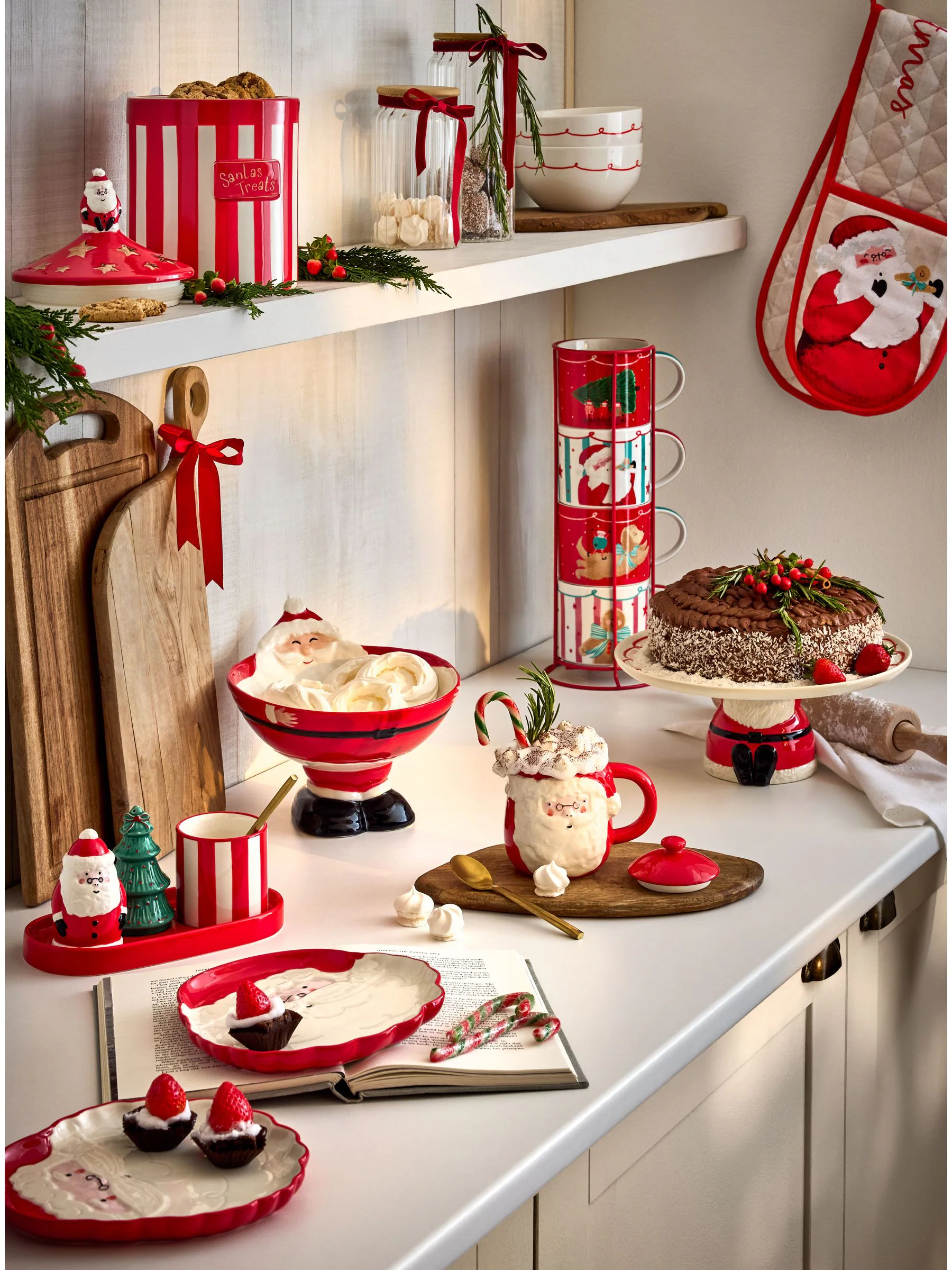 Set van 2 kerstbijgerechtborden met kerstman