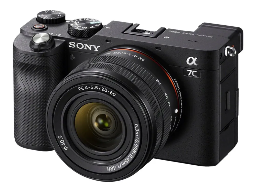Sony a7C ILCE-7CL - Digitalkamera - spejlløst - 24.2 MP - Full Frame - 4K / 30 fps - 2.1x optisk zoom 28 - 60 mm objektiv - Wireless LAN, NFC, Bluetooth - sort