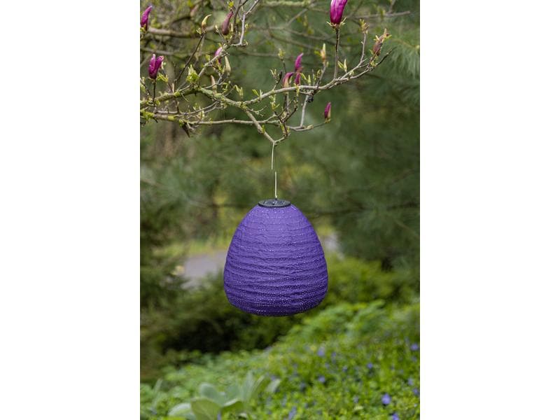 COCON Lampion LED Solar Kuppel, Dunkelviolett Dekorative Beleuchtung für Garten, Terrasse oder Balkon