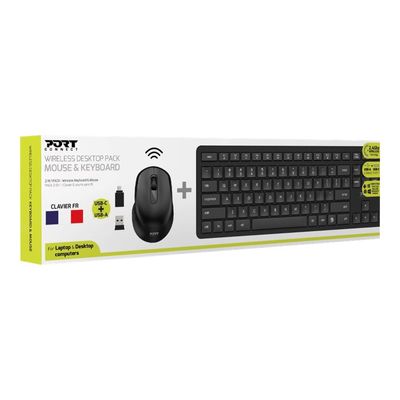 PORT Connect - Ensemble clavier et souris sans fil - Azerty